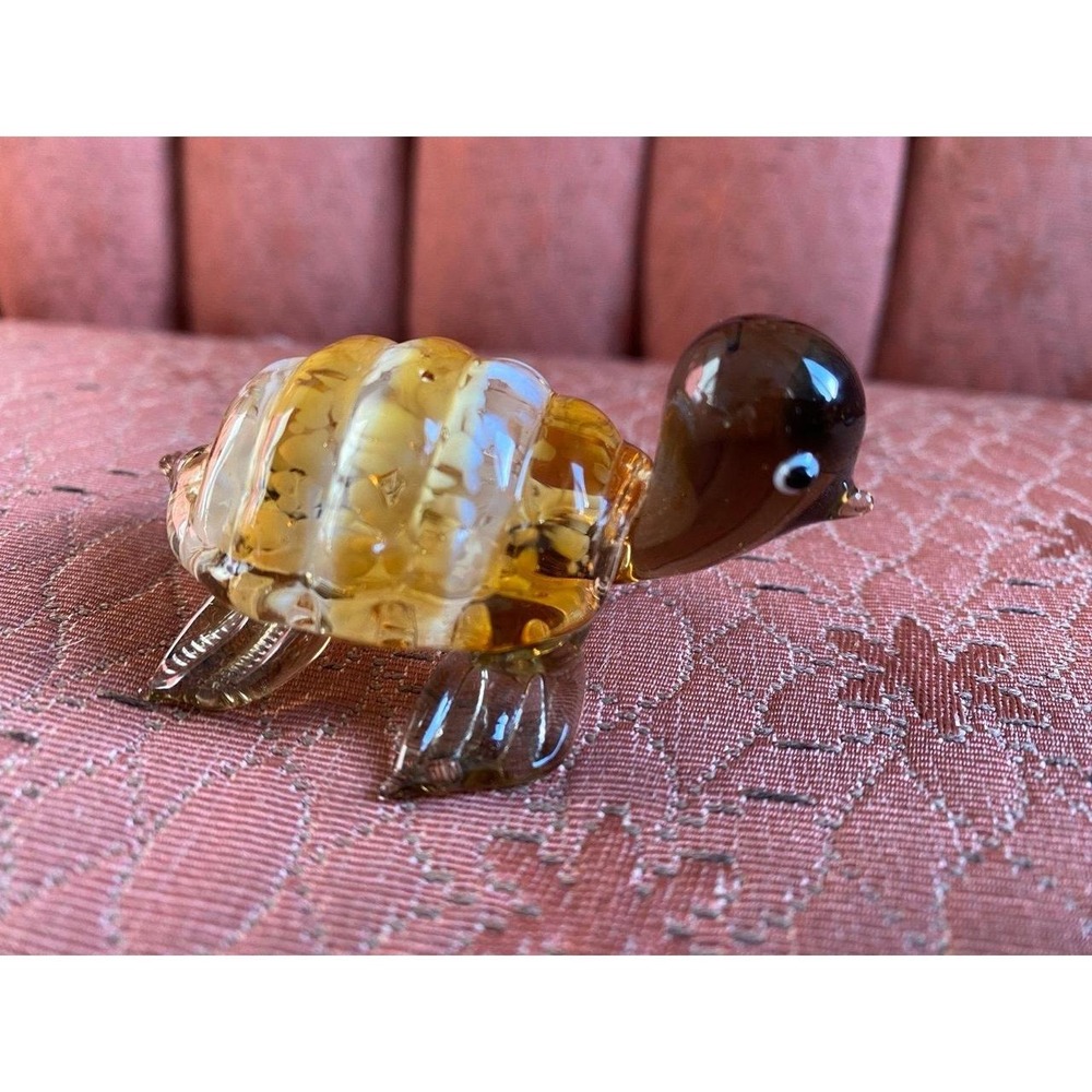 Fits & Floyd Glass Turtle Small Brown Gold White Menagerie s74